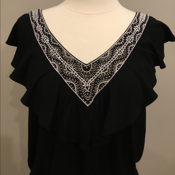 WHBM Black Top with Silver Embellishments - Picture 6 of 13
